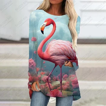 2023 novo lady dolgo sleeved obleko Ognjeno ptico 3D tiskani lady dolgo sleeved obleko modni trend lady dolgimi rokavi obleka