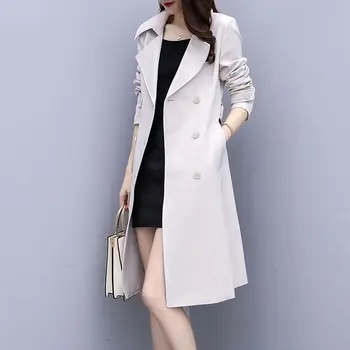 2023 Nove Jesensko Zimske Windbreaker Visoko kakovostni Temperament Candy Barve Plašč Moda Slim korejski Obleki Čez Kolena Ženske Plašč