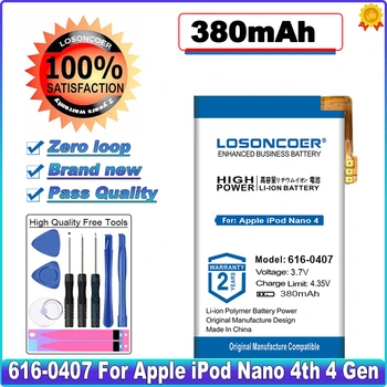 LOSONCOER 380mAh 616-0407 Najnovejše Proizvodnje Baterija za Apple iPod Nano 4. 4 Gen Baterij Brezplačna orodja Stojalo Držalo Nalepke