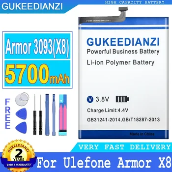 GUKEEDIANZI Baterija za Ulefone Oklep X8, Zamenjava Baterije, Velike Baterije, Brezplačna Orodja, 5700mAh, 3093, X8