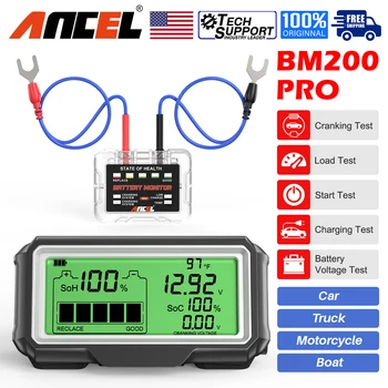 ANCEL BM200 PRO Baterije Tester 12V LED prikaz na Zaslonu Strokovno battery Health (stanje Baterije SOH SOC Tester Analyzer Polni Tester Orodje