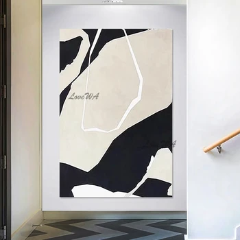 Vroče Prodajo Črno Bel Akril Brez Okvirjev Oljno Sliko Povzetek Platno Dekoracijo Velikosti Wall Art Slike Za Hotele