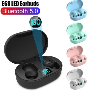 E6S TWS Brezžična tehnologija Bluetooth 5.0 Slušalke LED Zaslon šumov Čepkov HIFI Šport Čepkov Slušalke Z Mikrofonom za Pametni telefon
