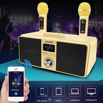 SD309 Vroče Dvojni Mikrofon Družine na Prostem Karaoke Sistem Bluetooth Zvočnik Mic Mobile Stereo 30W SDRD Wireless Set Caixa de som