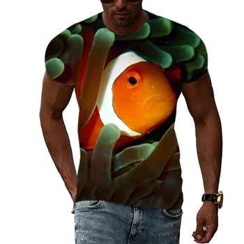 Poletje Podvodni Svet Ustvarjalnosti Grafični T Srajce Moške Priložnostne Hip Hop Harajuku Natisni T-shirt Modno Osebnost T-shirt